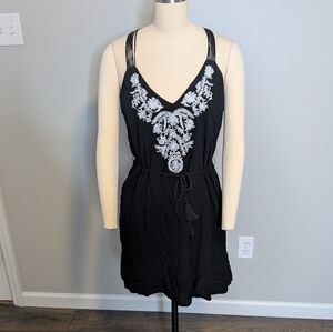 Lulu's Black Rayon Slip Dress with Spaghetti Straps